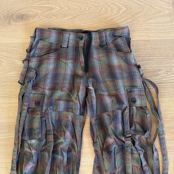 UNIF Plaid Pants Eko Size 24 Brown Green - Picture 2 of 6
